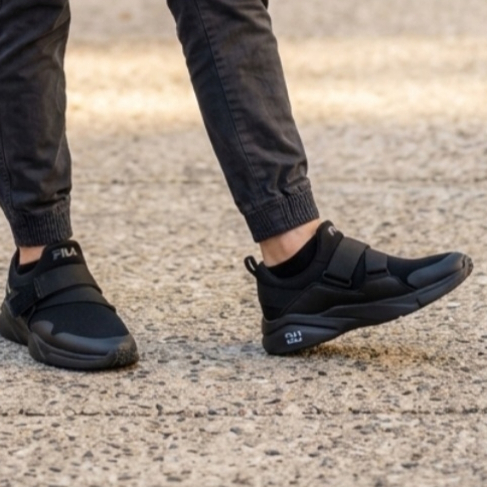 FILA Black Slip-On Cross-Strap Sneakers Size 9